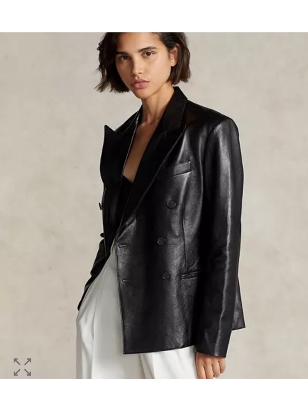 Double-Breasted Vintage Leather Jacket